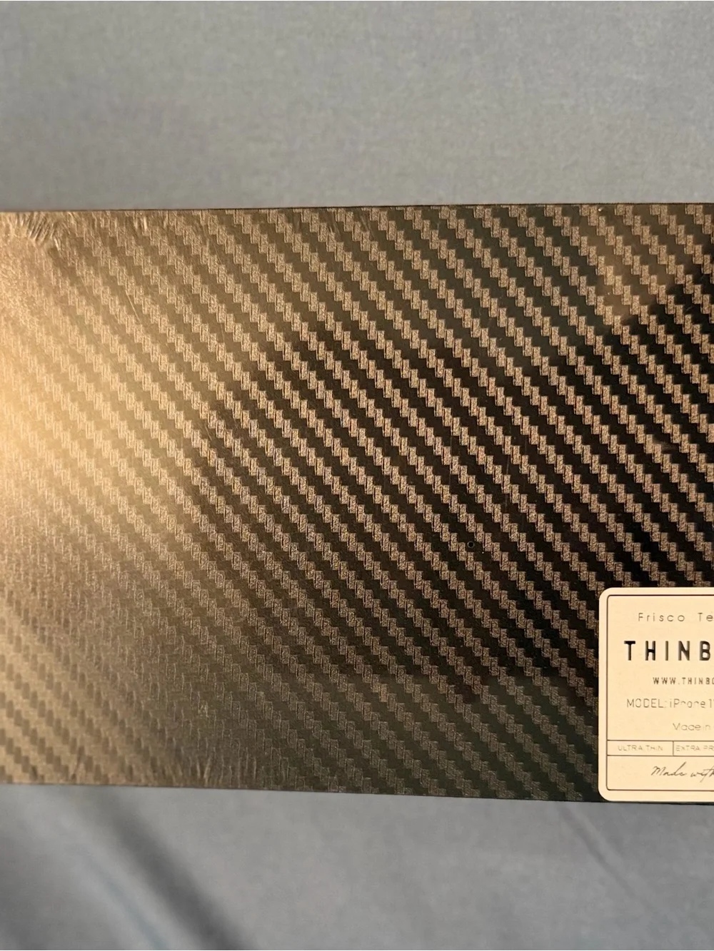Carbon Fiber Style Phone Case - Black with Gold Logo